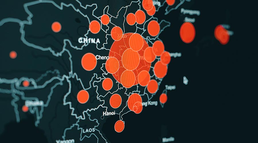 Mapa con puntos rojos