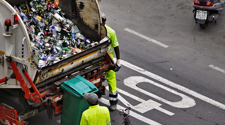 taking out the trashes in the city