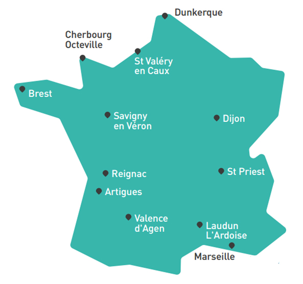 Carte de france des centres de formation nucléaire apave