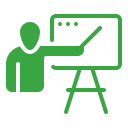 Pictogramme vert d'un formateur montrant un tableau