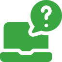 Pictogramme vert d'un ordinateur avec un point d'interrogation