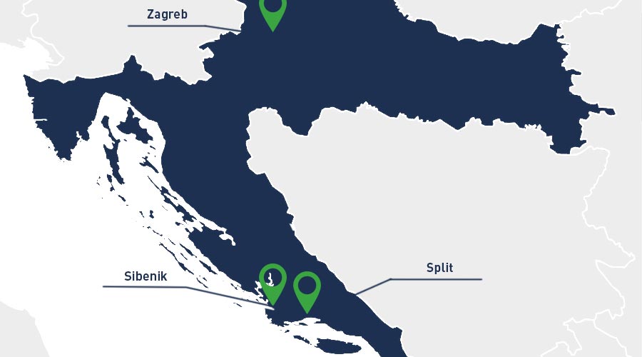 Cartes des implantations Apave en Croatie